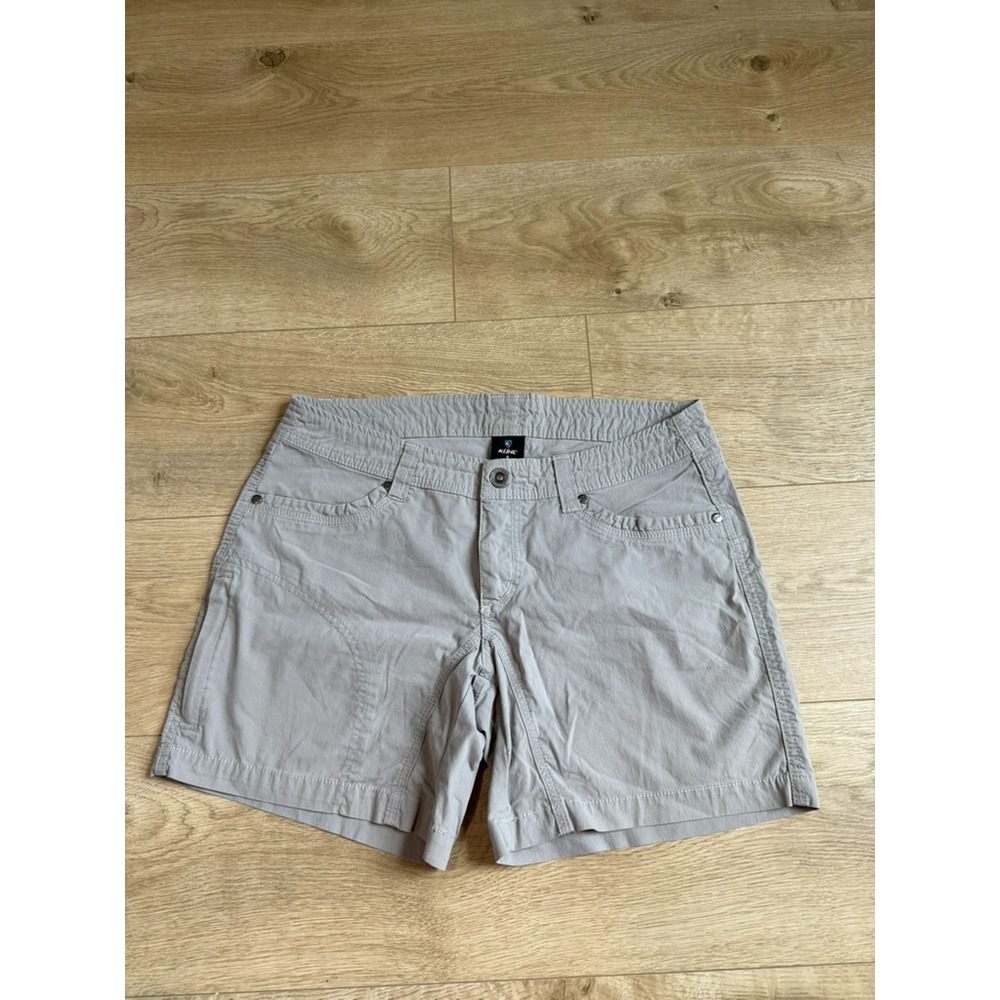 EUC Womens KUHL hiking outdoor gray 6" inseam shorts stretch pockets size 6